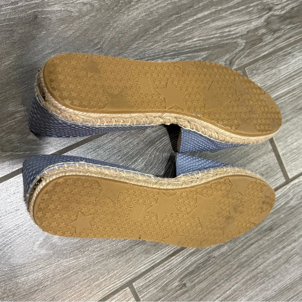 Jimmy Choo Dreya Blue Snakeprint Leather d'Orsay Espadrille - Size 39